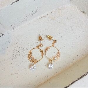 Rose Gold Floral Gemstone Hoop Earrings